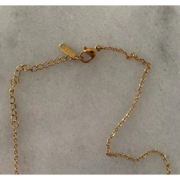 Gold Vintage Style Stone Star Burst Pendant Necklace - Picture 5 of 6